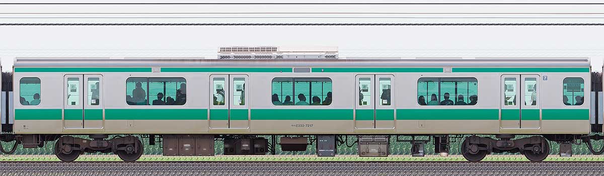 JR東日本E233系サハE233-7217（線路設備モニタリング装置搭載車）山側の側面写真