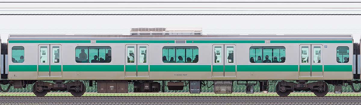 JR東日本E233系7000番台サハE233-7217（線路設備モニタリング装置搭載車）山側の側面写真