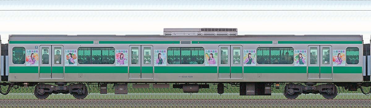 JR東日本E233系サハE233-7228「乃木坂46『国消国産』ラッピング電車」海側の側面写真