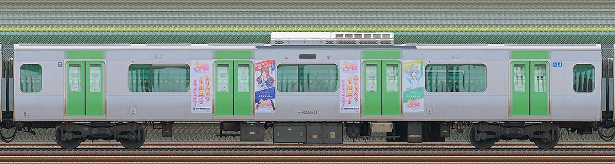 JR東日本E235系サハE234-21「ウマ娘 プリティーダービー」ラッピング海側（東京駅基準）の側面写真