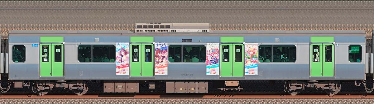 JR東日本E235系サハE234-28「ウマ娘 プリティーダービー」2周年記念ラッピング山側（東京駅基準）の側面写真