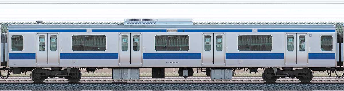 JR東日本E531系サハE530-2001山側の側面写真