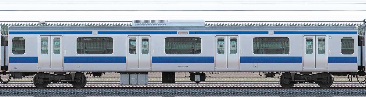JR東日本E531系サハE531-1山側の側面写真