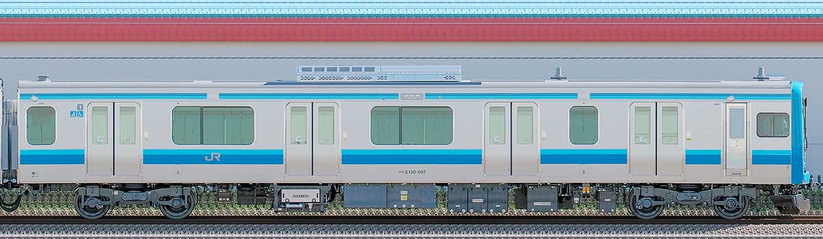 JR東日本E131系500番台クハE130-507西側の側面写真