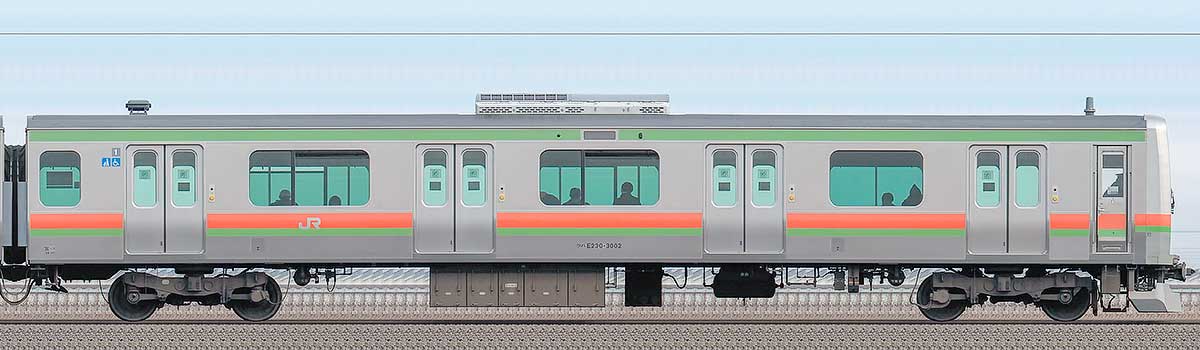 JR東日本E231系3000番台クハE230-3002山側の側面写真