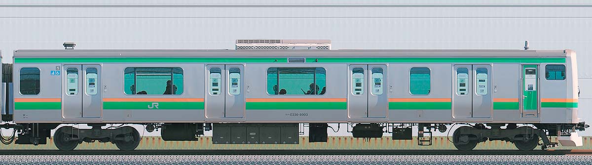 JR東日本E231系クハE230-8003海側の側面写真