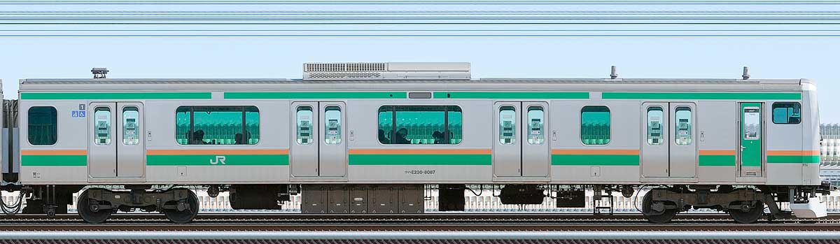 JR東日本E231系クハE230-8087山側の側面写真