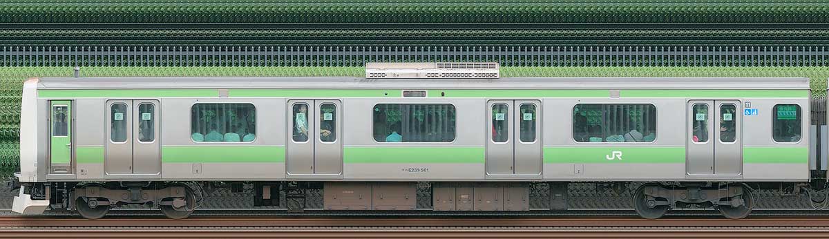 JR東日本E231系クハE231-501山側（東京駅基準）の側面写真