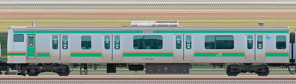 JR東日本E231系クハE231-6025山側の側面写真