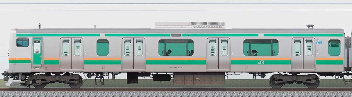 JR東日本E231系クハE231-8064山側の側面写真