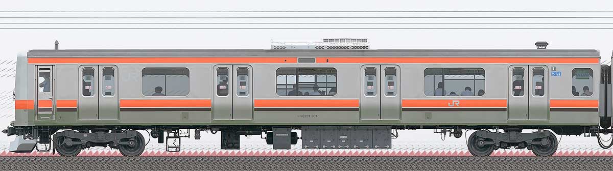 JR東日本E231系900番台クハE231-901山側の側面写真