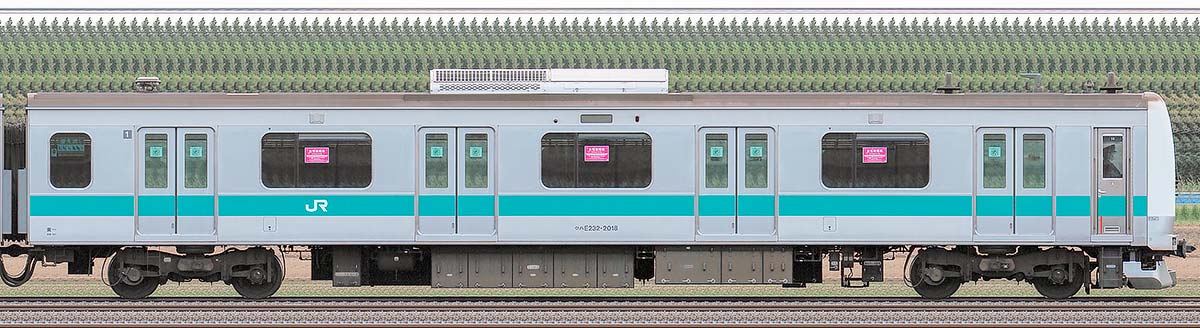 JR東日本E233系2000番台クハE232-2018山側の側面写真