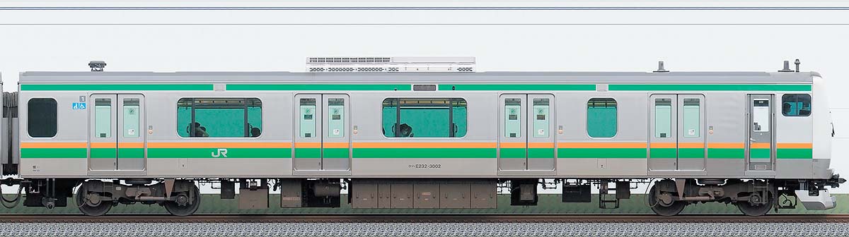 JR東日本E233系3000番台クハE232-3002山側の側面写真