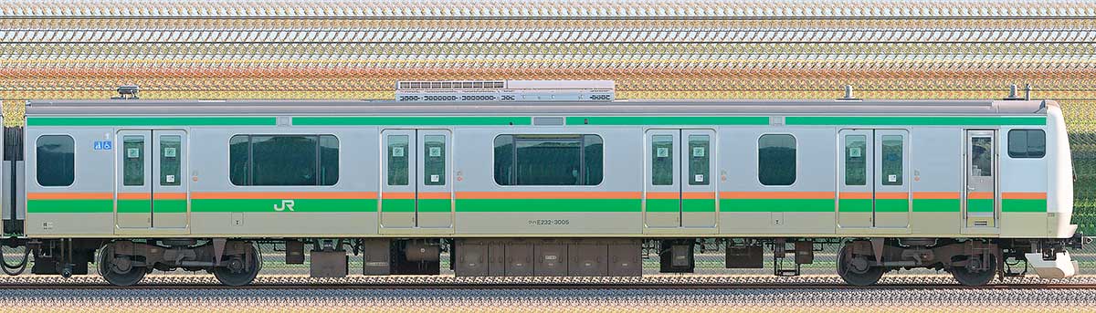 JR東日本E233系3000番台クハE232-3005山側の側面写真