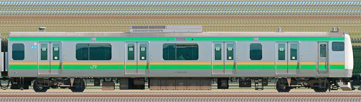 JR東日本E233系3000番台クハE232-3516山側の側面写真