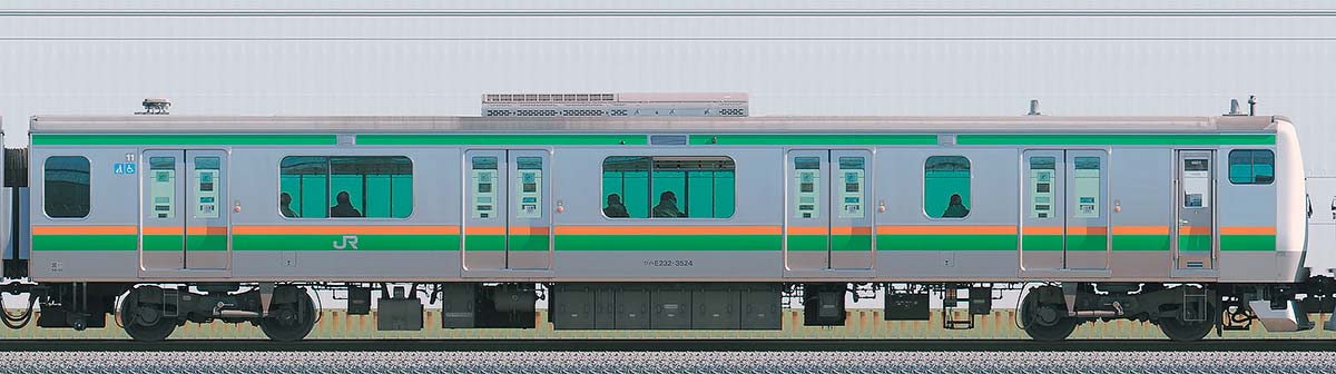 JR東日本E233系3000番台クハE232-3524山側の側面写真