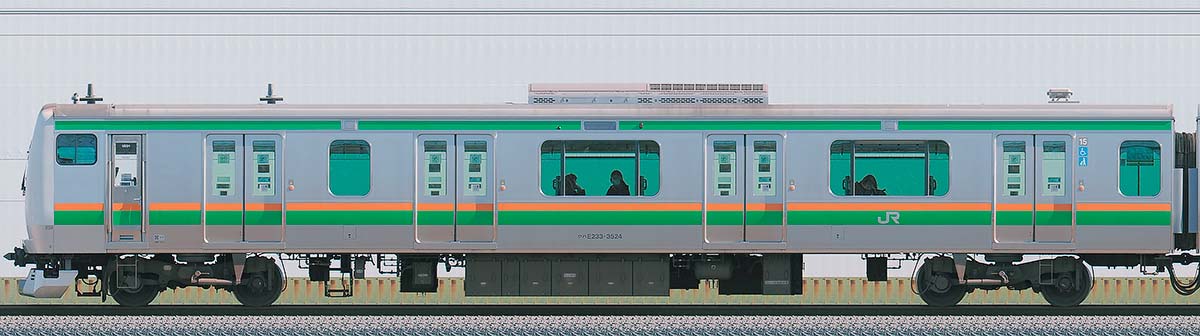 JR東日本E233系3000番台クハE233-3524山側の側面写真