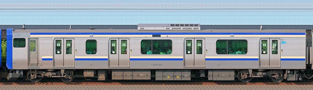JR東日本E235系1000番台クハE234-1022海側の側面写真