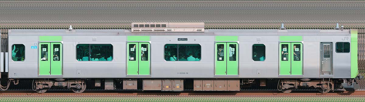 JR東日本E235系クハE234-18(2025年)山側(東京駅基準)の側面写真
