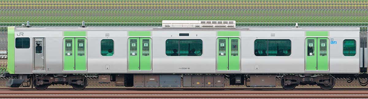 JR東日本E235系クハE234-18（ATOマーク）海側（東京駅基準）の側面写真