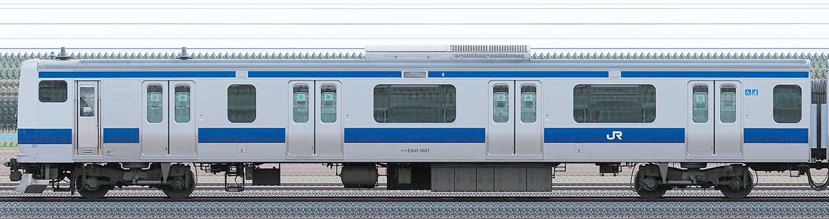 JR東日本E531系クハE531-1021山側の側面写真