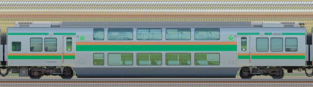 JR東日本E233系3000番台サロE232-3003山側の側面写真