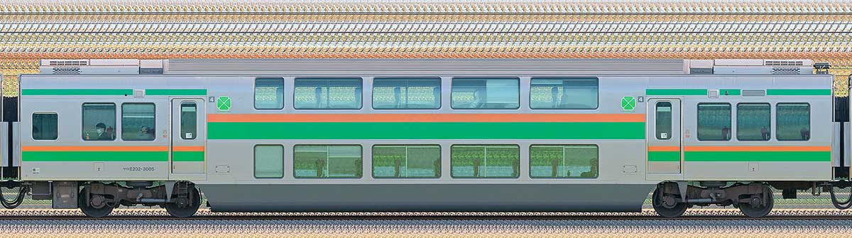 JR東日本E233系3000番台サロE232-3005山側の側面写真