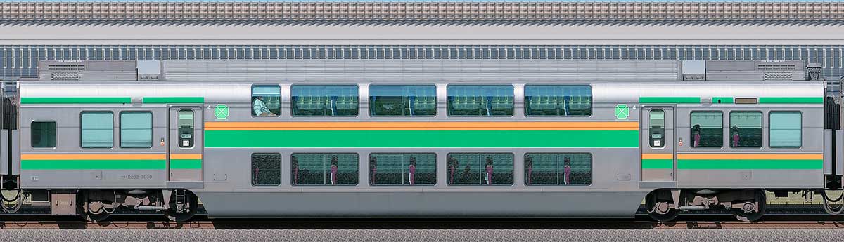 JR東日本E233系3000番台サロE232-3030山側の側面写真