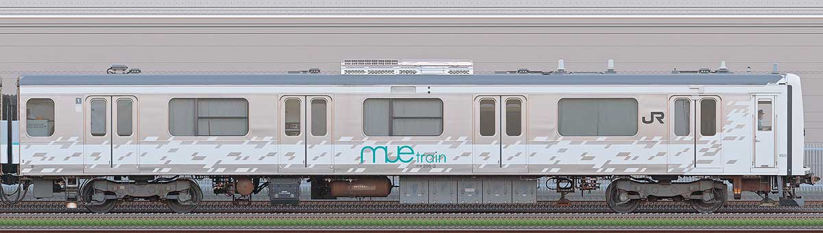 JR東日本209系「MUE-Train」クヤ208-2山側の側面写真