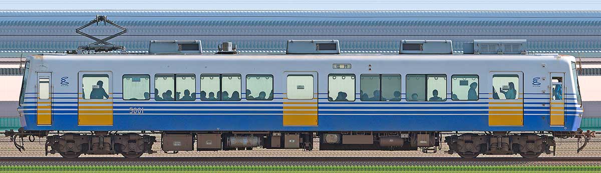 えちぜん鉄道MC5001形5001海側の側面写真