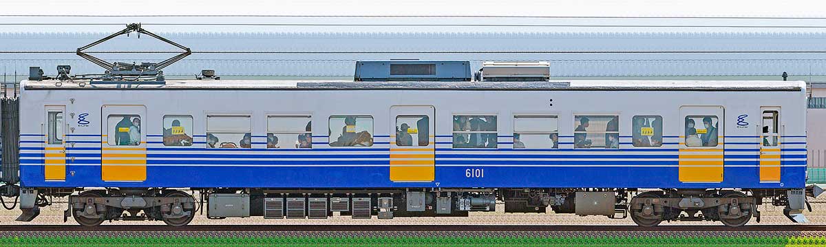 えちぜん鉄道MC6101形6101海側の側面写真