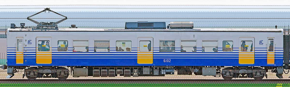 えちぜん鉄道MC6101形6102海側の側面写真