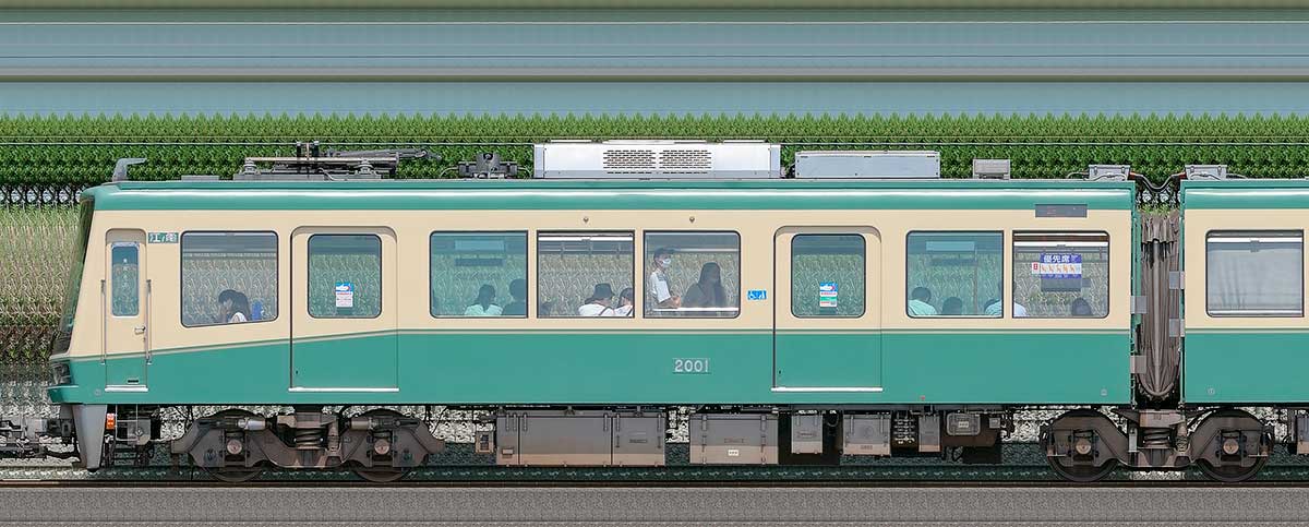 江ノ島電鉄2000形デハ2001海側の側面写真