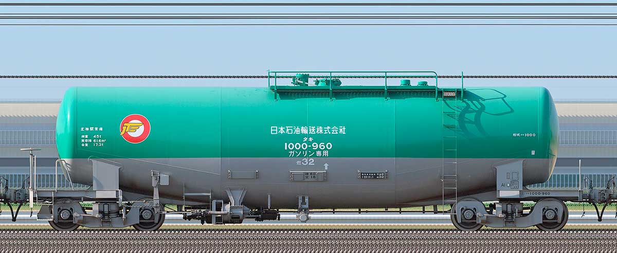 JR貨物タキ1000形タキ1000-960（日本石油輸送）1-3位の側面写真