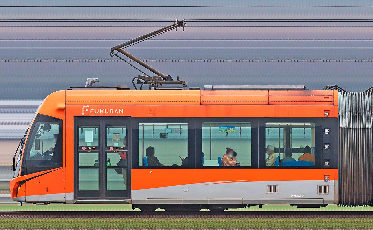 福井鉄道F1000形「FUKURAM」F1001-1山側の側面写真