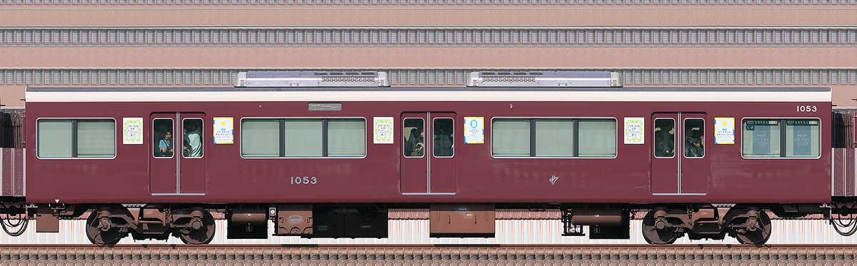 阪急1000系「カーボンニュートラル運行」ラッピングC#1053山側の側面写真