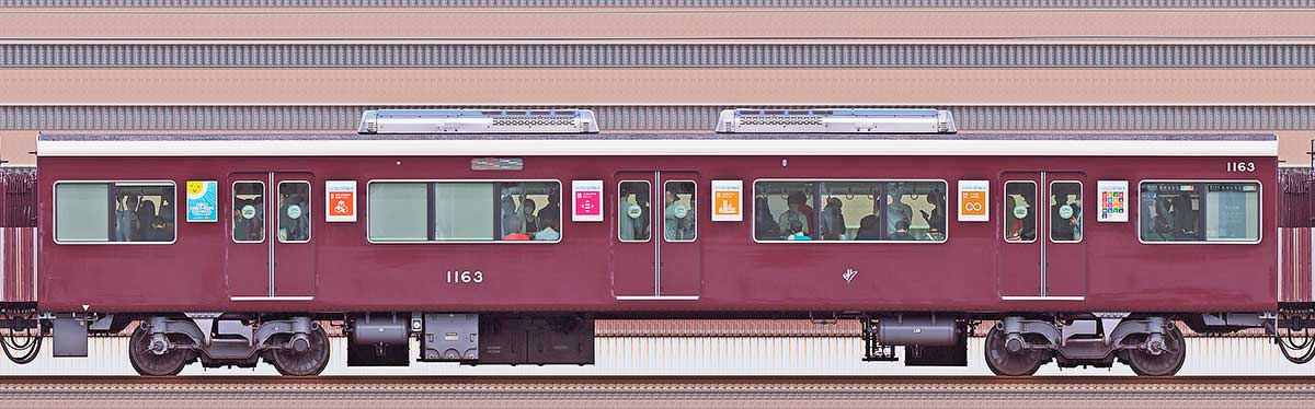 阪急1000系「SDGsトレイン 未来のゆめ・まち号」（2024年）C#1163山側の側面写真