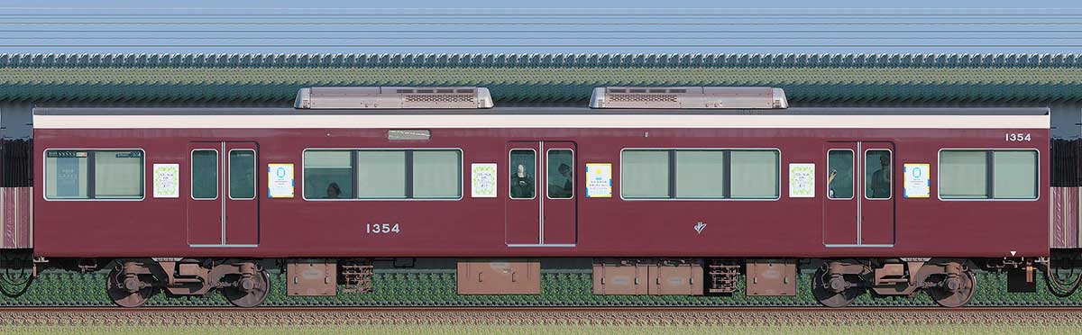阪急1300系「カーボンニュートラル運行」ラッピングC#1354西側の側面写真