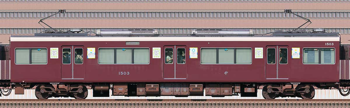 阪急1000系「カーボンニュートラル運行」ラッピングC#1503山側の側面写真