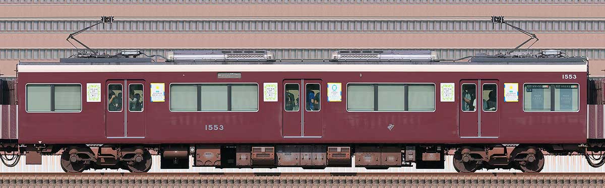 阪急1000系「カーボンニュートラル運行」ラッピングC#1553山側の側面写真