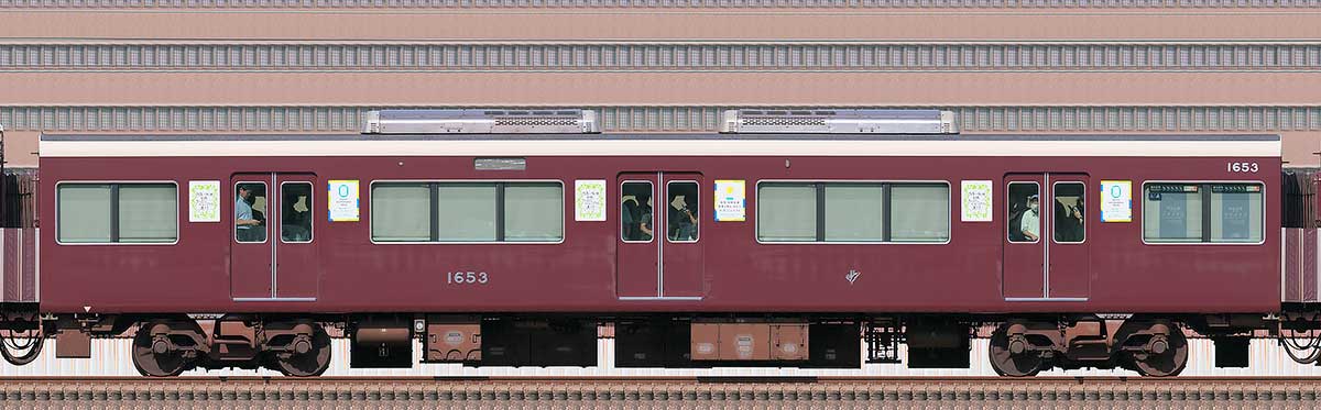 阪急1000系「カーボンニュートラル運行」ラッピングC#1653山側の側面写真