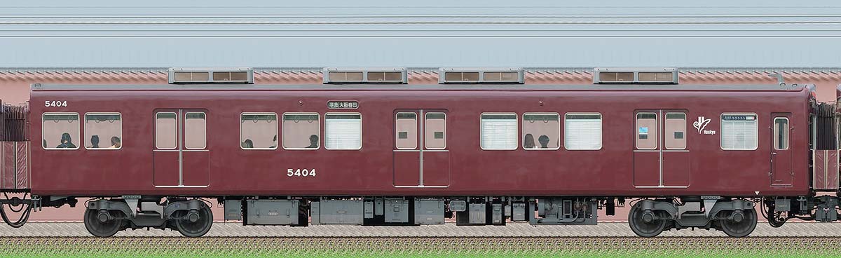 阪急5300系C#5404（台車交換後）東側の側面写真