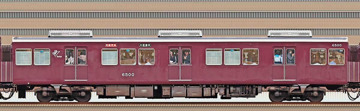 阪急6000系C#6500（アルミ車）山側の側面写真