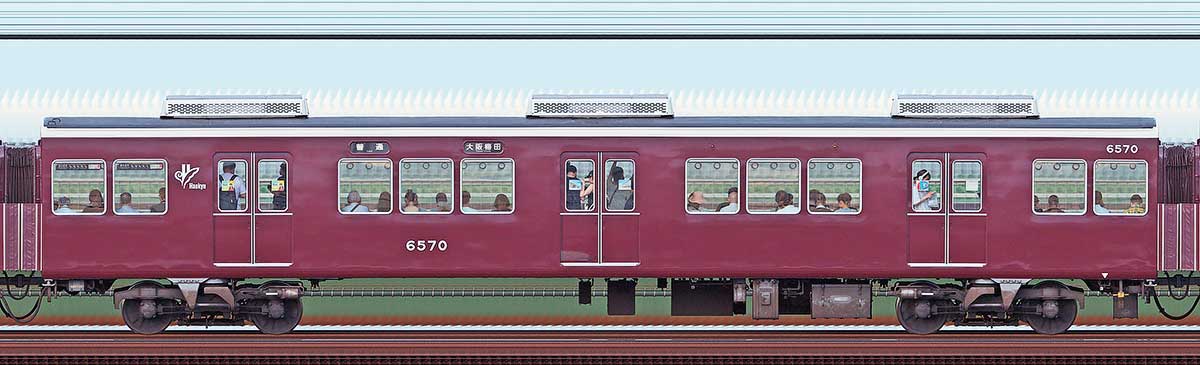 阪急6000系C#6570（アルミ車）浜側の側面写真