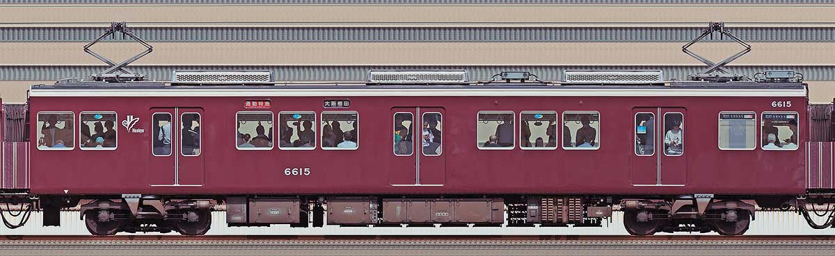 阪急6000系C#6615（リニューアル車）山側の側面写真