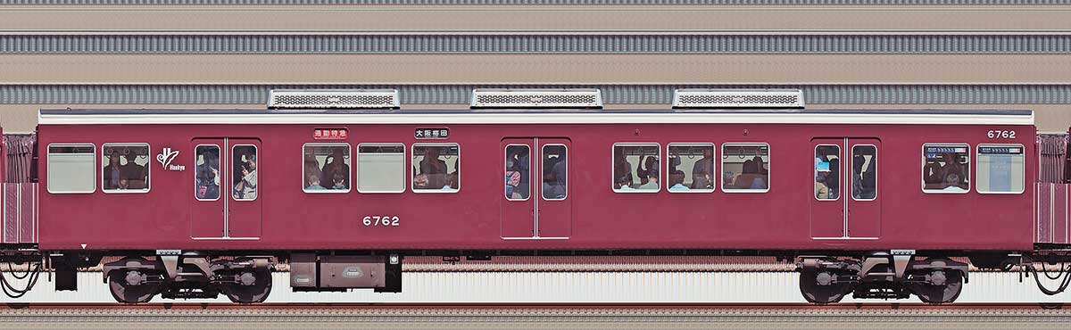 阪急6000系C#6762（リニューアル車）山側の側面写真