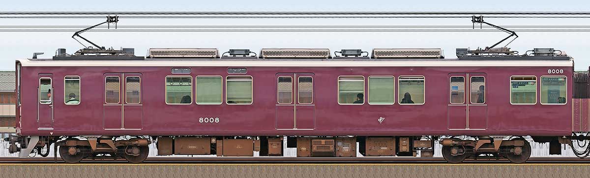 阪急8000系リニューアル車C#8008山側の側面写真