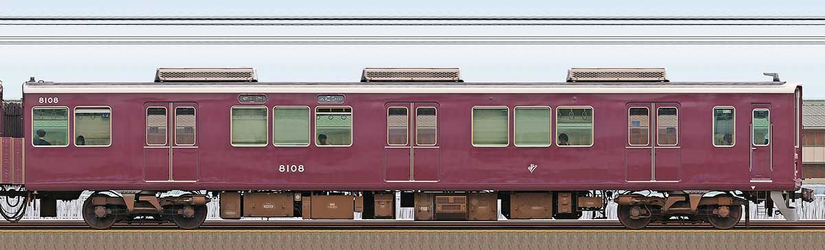 阪急8000系リニューアル車C#8108山側の側面写真