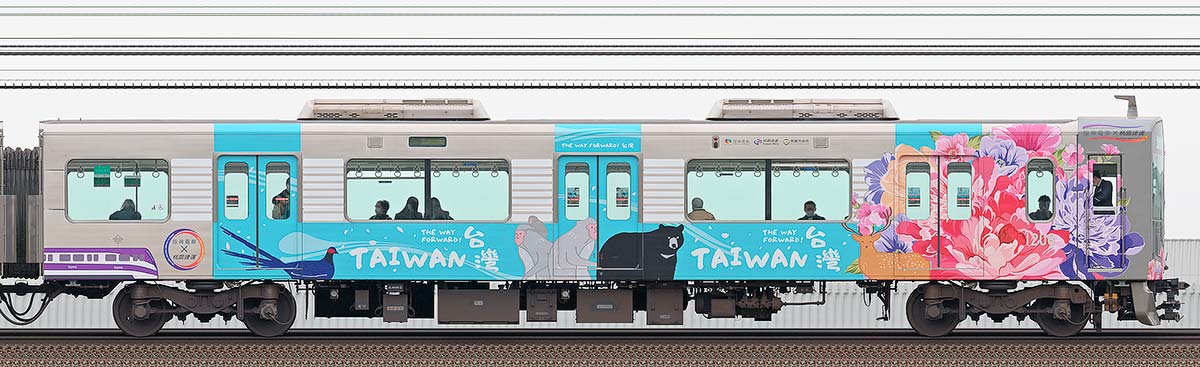 阪神1000系「阪神電車×桃園メトロ連携記念ラッピング列車」1208浜側の側面写真