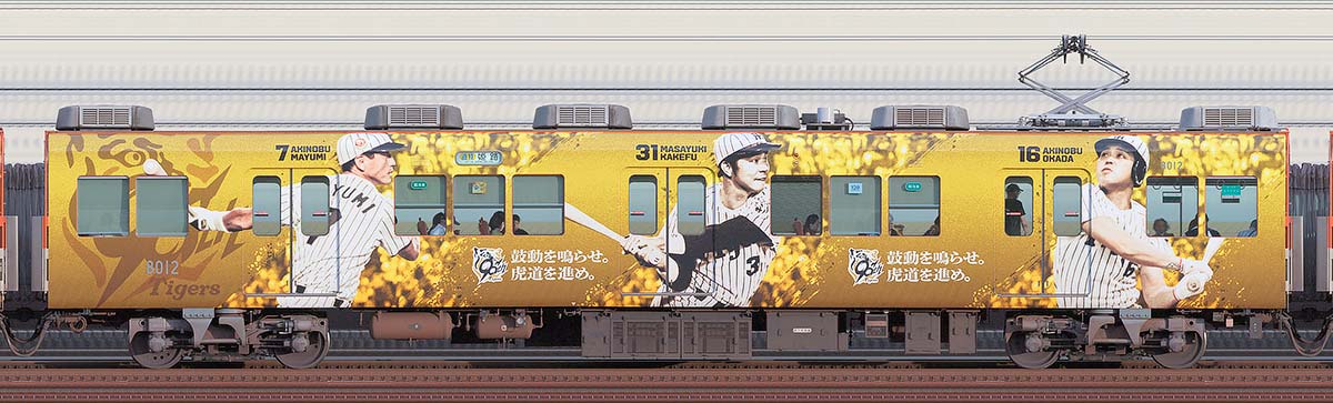阪神8000系「阪神タイガース90周年記念 ラッピングトレイン」8012山側の側面写真